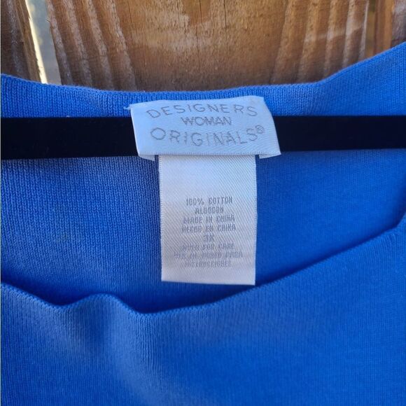 Designer Woman Original Vintage Blue Knit Tank Blouse Women's Plus 3X - Picture 3 of 6